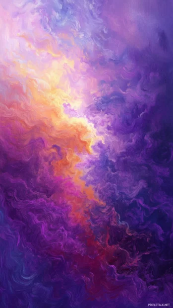 A vibrant purple sunset sky with bold hues of magenta and lavender blending with wispy clouds.