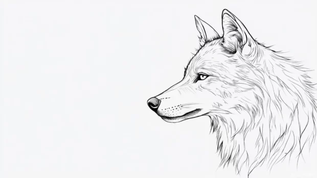 A wolf drawn in a single continuous black line over a plain white background.