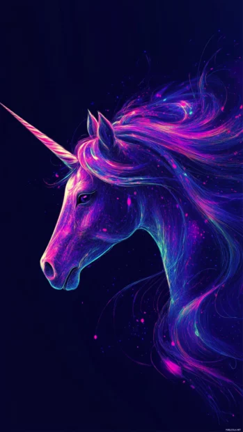Abstract unicorn with a flowing mane in this Simple unicorn wallpaper aesthetic.
