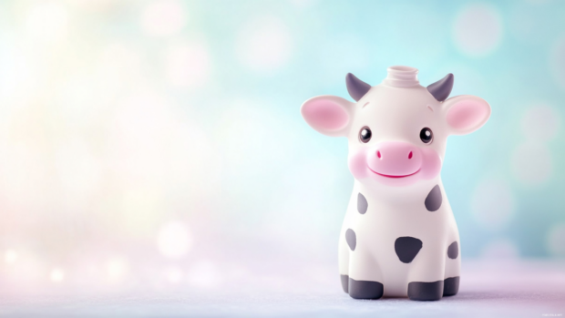 Adorable milk bottle themed background in this Pastel cute cow wallpaper HD.