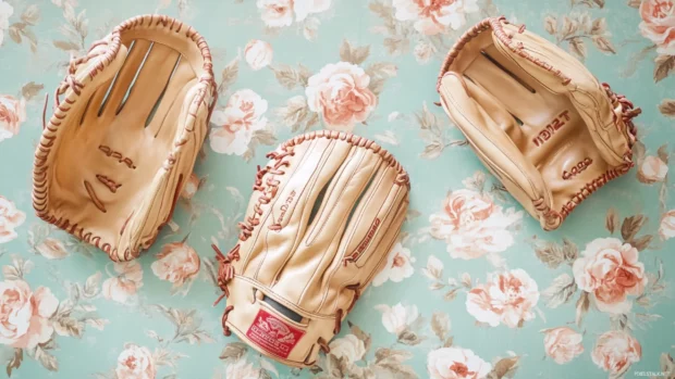 Aesthetic Baseball Wallpaper with soft pastel tones and vintage gloves.