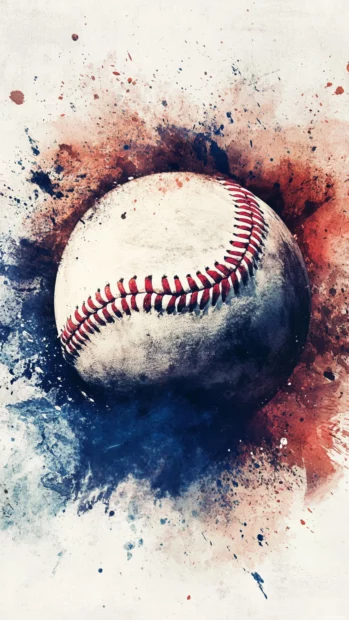 Artistic baseball wallpaper for Android with watercolor brushstrokes.