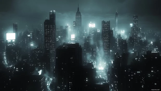 Billboards light up the dense City Nightscape.