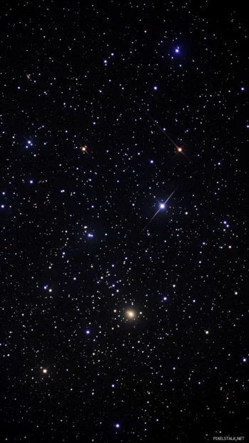 Bright constellations cosmic night sky faint comet glowing tail.
