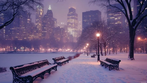 Capture the calm of the Hudson River in a Night New York City Wallpaper.