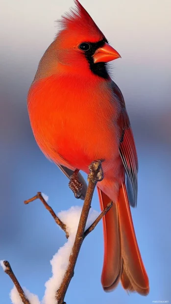 Cardinal  lock screen featuring a bold red cardinal against a soft blue sky.