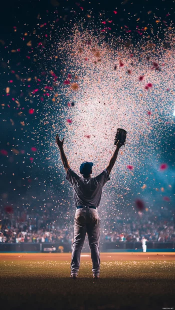 Celebration on the field captured in baseball wallpaper 4k vertical format.