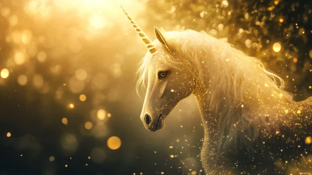 Centered unicorn mark in light gold in this Minimal unicorn wallpaper .