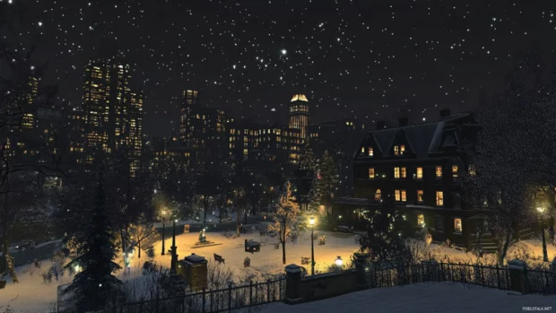 City Night bustling below twinkling star fields.
