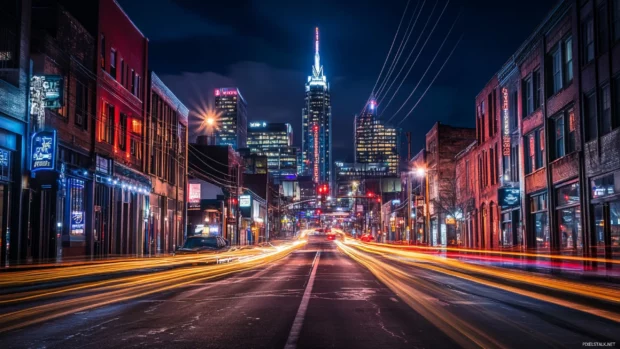 City Night towers sparkle above the sleeping streets.