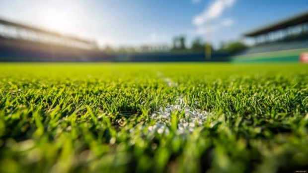 Close up of baseball field from stands at iconic stadium, stunning baseball stadium wallpaper.