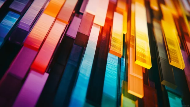 Colorful bars reacting to invisible music beat.