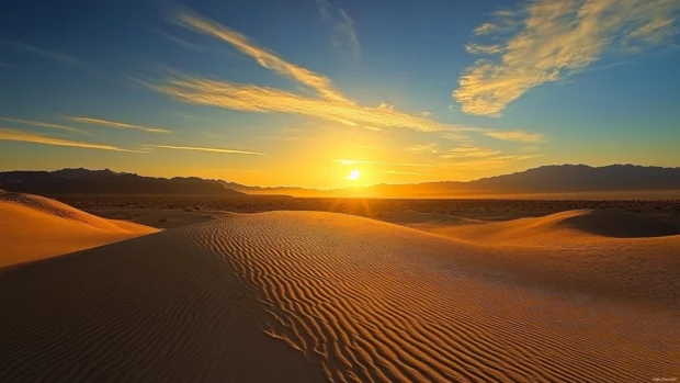 Crisp desert air is bathed in early sun.