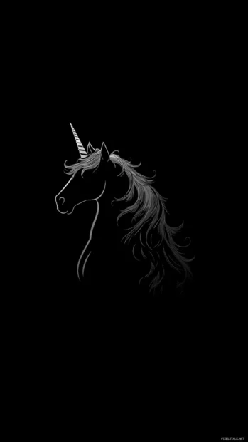 Dark mode unicorn silhouette in this Minimal unicorn wallpaper .