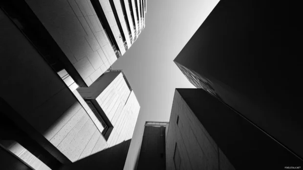 Dramatic angles highlight Tokyo Cityscapes architectural depth.