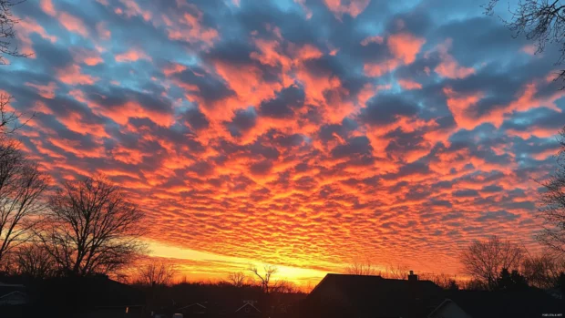 Dramatic sky with clouds reflecting sunrise colors, best choice for Sunrise Desktop Wallpaper with Clouds.