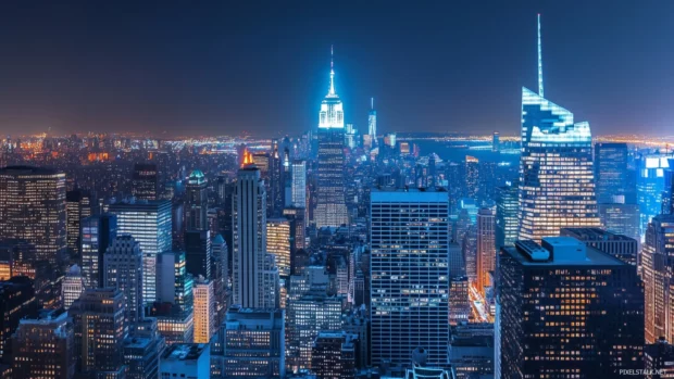 Dynamic angles highlight skyscrapers in a New York City 4k Wallpaper.