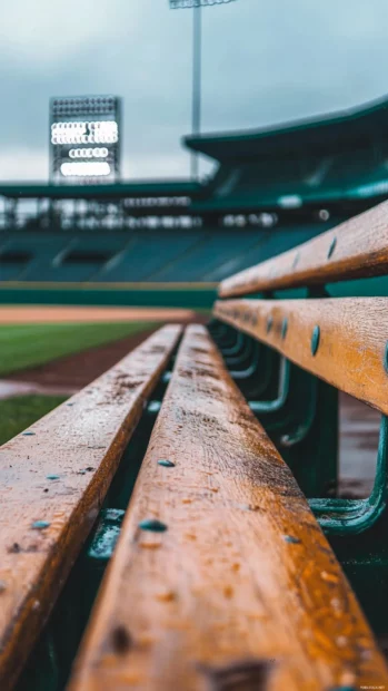 Empty stands and silent scoreboard in aesthetic baseball wallpaper view.
