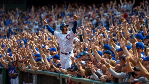 Epic crowd reaction during MLB game, baseball wallpaper full of emotion.