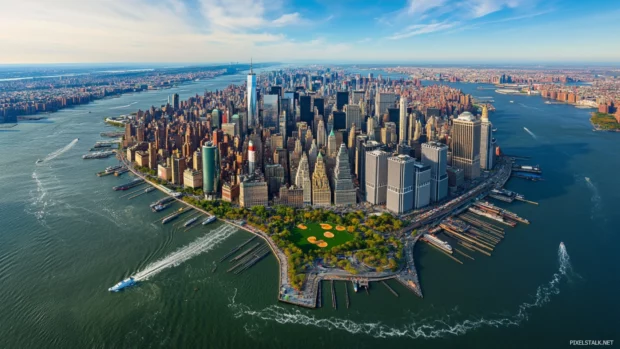 Experience New York City 4k Wallpaper from above with dazzling clarity.