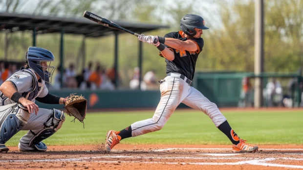 Fastball captured just before contact with the bat in baseball.