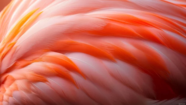 Flamingo HD wallpaper featuring glowing feathers in morning light.
