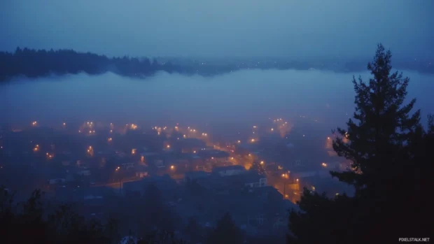 Fog rolls slowly through the sleepy City Lights.
