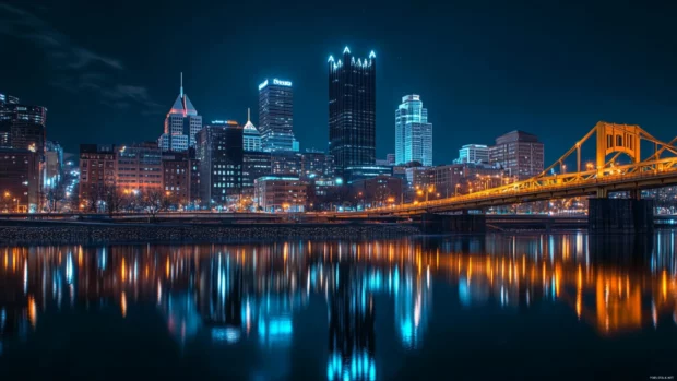 From bridges to high rises, the Nighttime City Desktop Wallpaper shows its elegance.