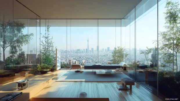 Glass towers reflect the spirit of Tokyo Cityscape living.