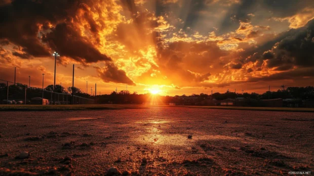 Golden hour lighting in baseball desktop wallpaper HD for dramatic effect.