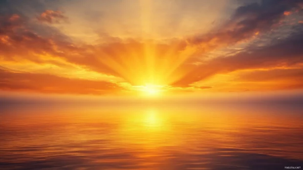 Golden sunrise piercing through morning fog, perfect as a wallpaper with fog.
