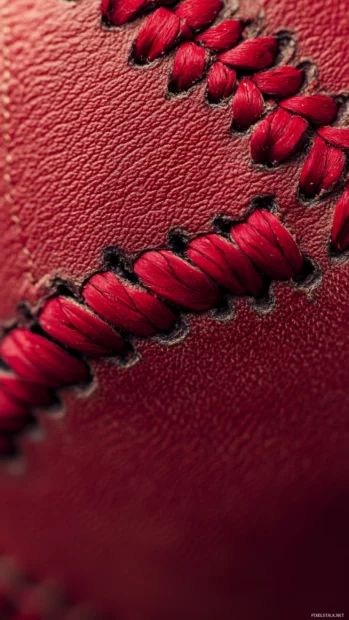 HD baseball wallpaper for Android with close up of red stitched ball.