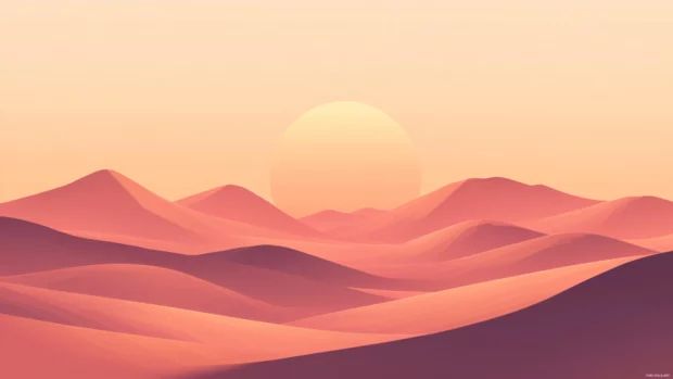Hazy hills and a warm palette, aesthetic Sunrise Wallpaper.