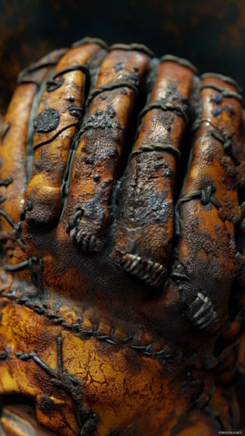 High resolution baseball wallpaper for Android with detailed glove texture.