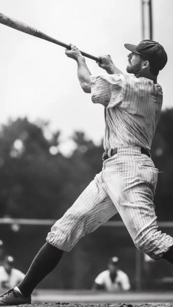 Historic black and white photo style baseball moment.