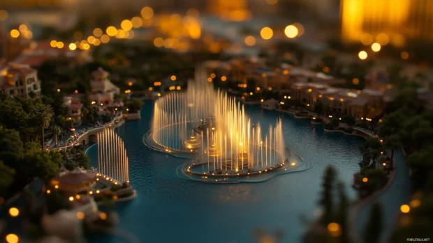 Iconic Vegas night featuring Bellagio and skyline.