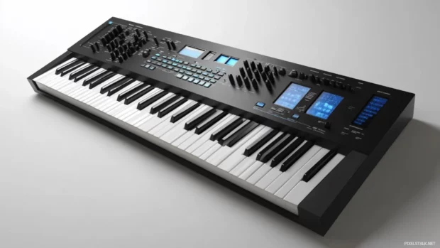 Keyboard synthesizer with arpeggiator running.