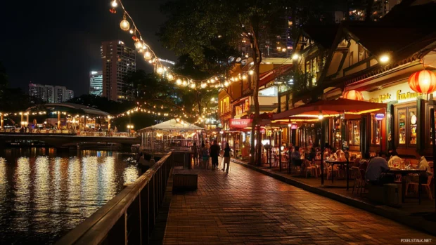 Lively nightlife captured in the backdrop of City Lights.