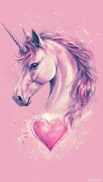 Minimal unicorn body with heart shaped tail.