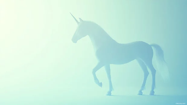 Minimal unicorn shape on pale blue gradient.