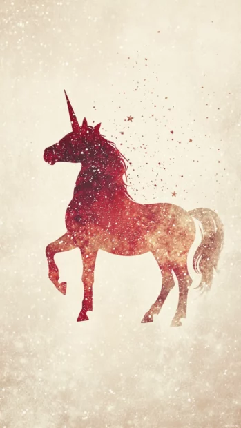 Minimalist Unicorn wallpaper on beige background with tiny sparkles.