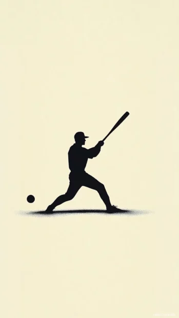 Minimalist baseball wallpaper for Android with bat and ball silhouette.