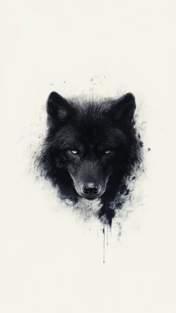 Minimalist wolf head sketch fading into clean white background.