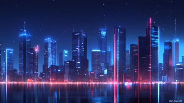 Modern architecture shines in this Nighttime City Desktop Wallpaper.