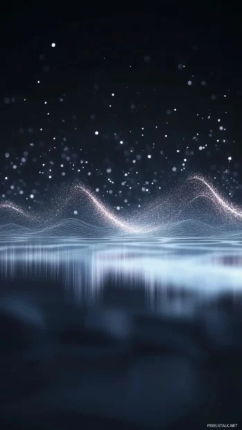 Music wallpaper for iPhone HD, A glowing soundwave traveling across a dark background.