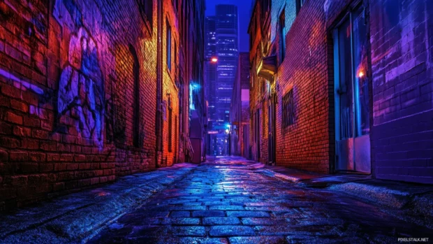 Neon veins run through the City Night alleys.