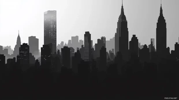 New York City Desktop Wallpaper with dramatic shadows cast by towering urban landmarks.