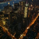 Night New York City Wallpaper featuring glowing Times Square and busy night streets.
