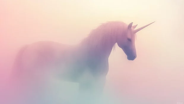 Pastel minimalist unicorn art showing a horned silhouette in soft tones.