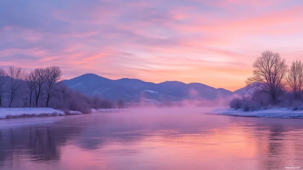 Pastel skies blend seamlessly with wispy morning clouds at daybreak.